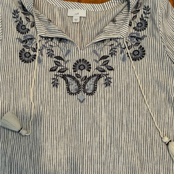 J Jill Bohemian Cotton Gauze Pinstripe dress Size Medium - Picture 7 of 7